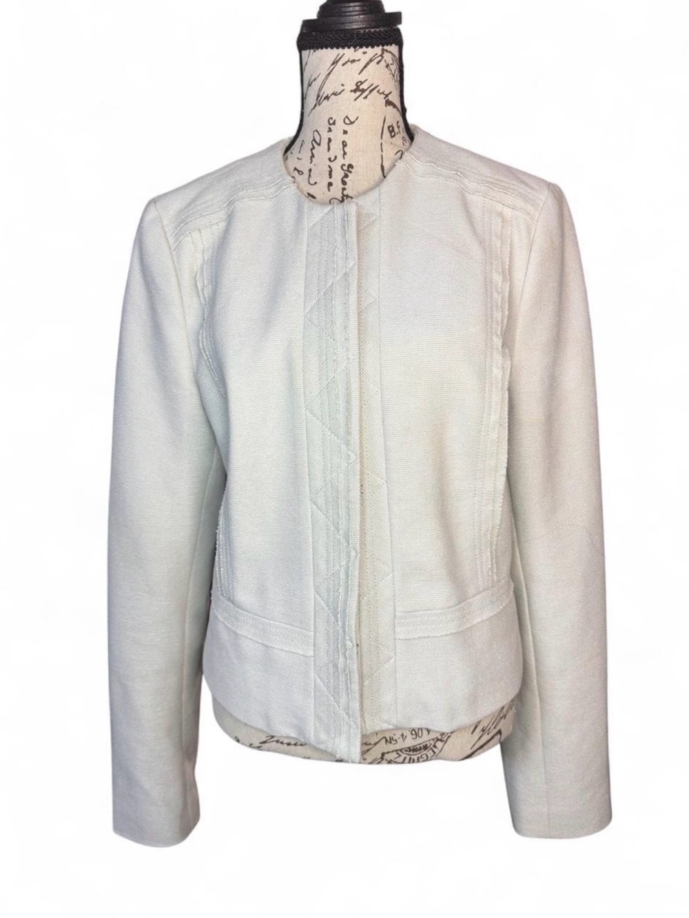 Banana Republic Cream Collarless Tailored Jacket